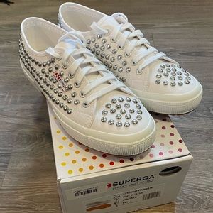 NEW Superga White Studded Sneakers